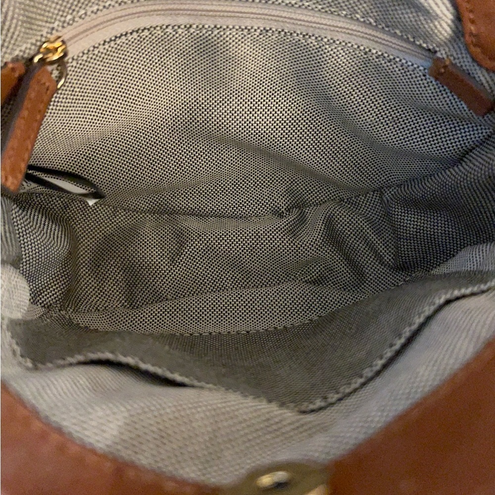 Vince Camuto Paper/woven crossbody Orange/ Tan Genuine Leather Handles - Picture 8 of 11